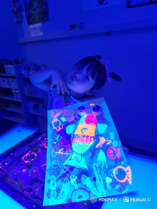 Animated Underwater Artwork Comes to Life with Blacklight – AI Generated Video | Hailuo AI