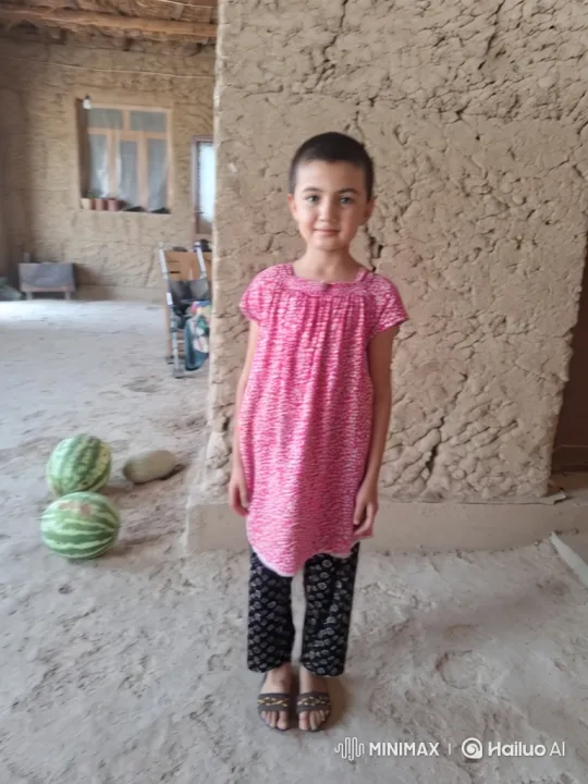 Young Girl in Rustic Room with Watermelons – AI Generated Video | Hailuo AI