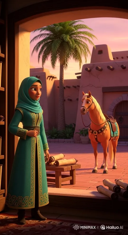 Young Woman Prepares for Ride in Sunlit Courtyard – AI Generated Video | Hailuo AI