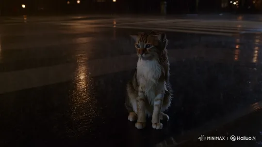 Heartbroken Cat Cries Alone in the Rain – AI Generated Video | Hailuo AI