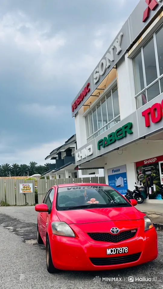 Transformation of a Red Toyota Vios from Day to Night Highway Scene – AI Generated Video | Hailuo AI