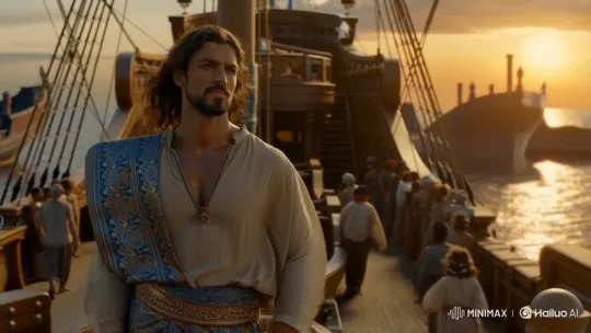 Sinbad Awaits Adventure at Sunrise Port – AI Generated Video | Hailuo AI