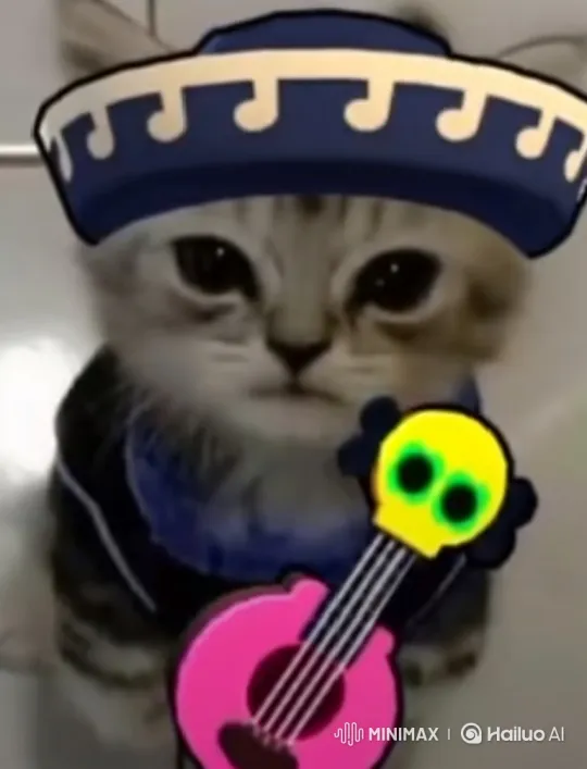 Tabby Kitten Sings Melancholic Tune with Pink Guitar – AI Generated Video | Hailuo AI