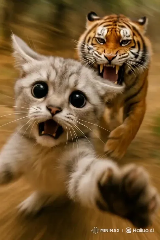 Man Escapes from Tiger – AI Generated Video | Hailuo AI