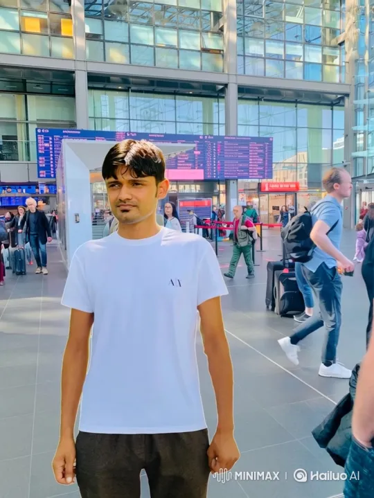Young Man in Busy Transport Hub Amidst Daily Activity – AI Generated Video | Hailuo AI