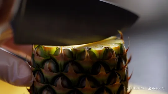 Precision Pineapple Slicing with Chef's Knife – AI Generated Video | Hailuo AI