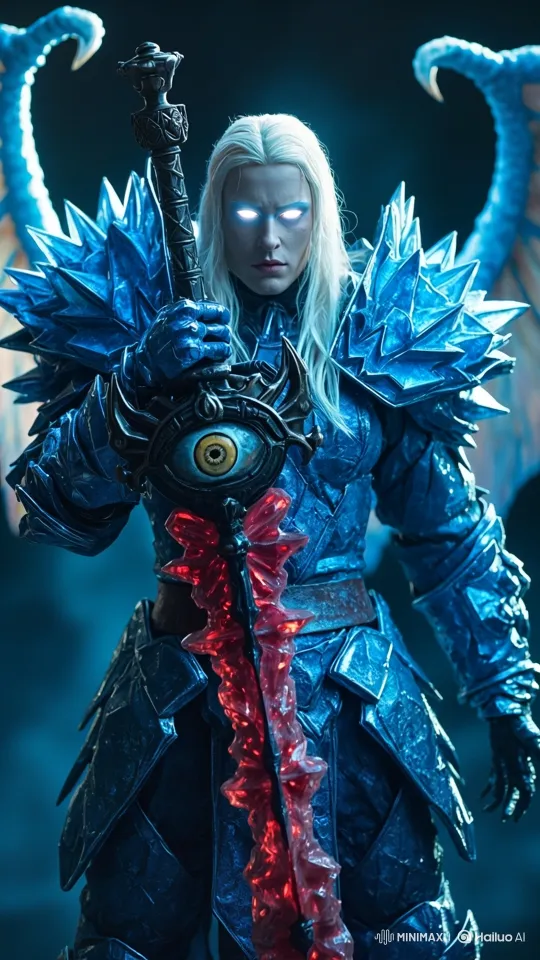 Warrior Ascends into Stormy Sky with Red Crystal Sword – AI Generated Video | Hailuo AI