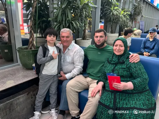 Family Closely Seated in Airport Lounge Captured by Moving Camera – AI Generated Video | Hailuo AI