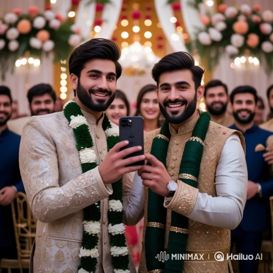 Traditional Attire Celebration Selfie Moment – AI Generated Video | Hailuo AI