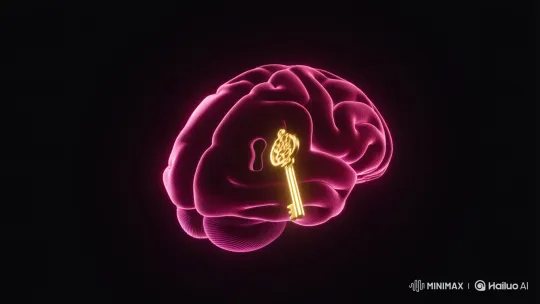 Golden Key Activates Wealth-Displaying Brain Holograms – AI Generated Video | Hailuo AI