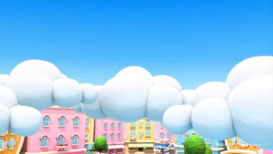 Joyful Character Enters Whimsical Cartoon Town – AI Generated Video | Hailuo AI