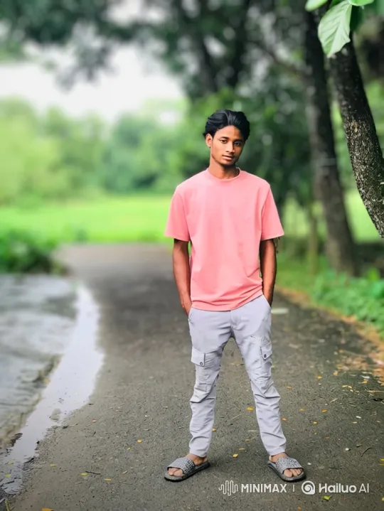 Young Man in Lush Landscape with Gentle Breeze – AI Generated Video | Hailuo AI