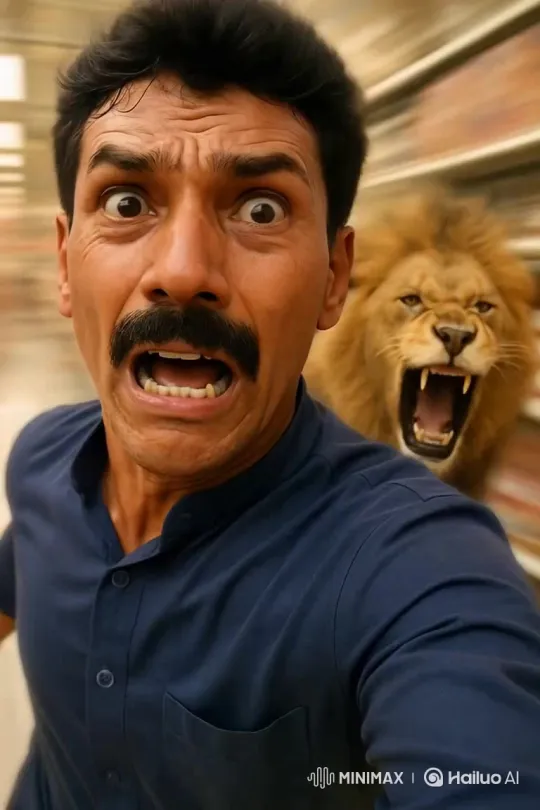 Behind Me, a Lion is Chasing: A Video Creation – AI Generated Video | Hailuo AI