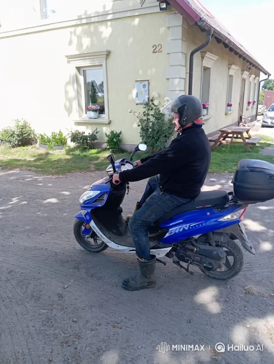 Rider Performs Wheelie on Scooter on Dirt Path – AI Generated Video | Hailuo AI