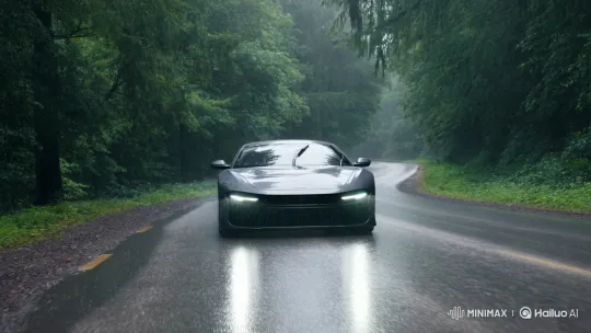 Rainy Forest Drive: Elegant Journey Through Nature – AI Generated Video | Hailuo AI