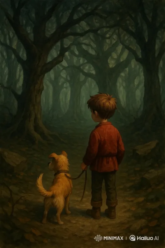 Boy and Dog Confront Mysterious Forest – AI Generated Video | Hailuo AI