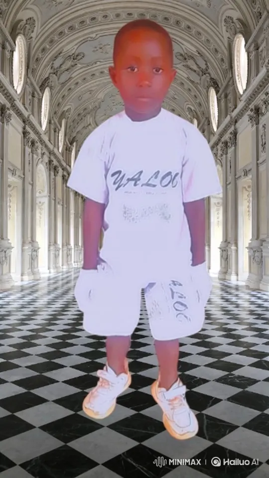 Boy and Electric Truck Interaction in Ornate Hall – AI Generated Video | Hailuo AI