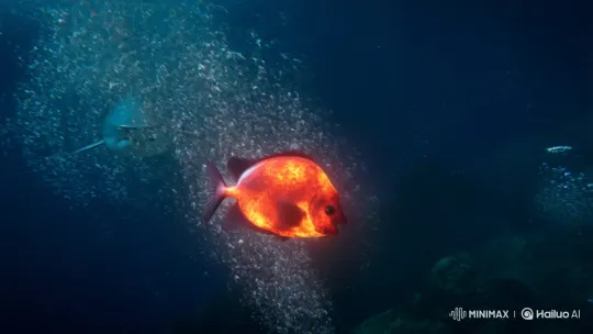 Lava Fish Kills Shark with Extreme Heat – AI Generated Video | Hailuo AI