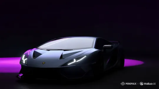 Lamborghini Showcased in Purple and Pink LED Lights – AI Generated Video | Hailuo AI