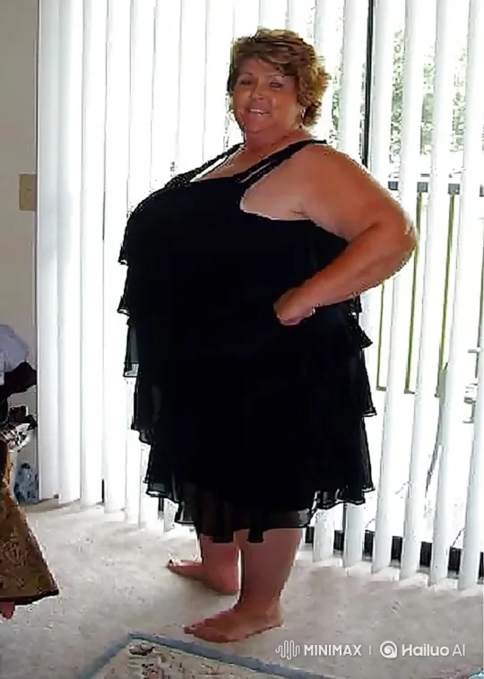 Mature Woman in Black Dress Poses Cheerfully – AI Generated Video | Hailuo AI