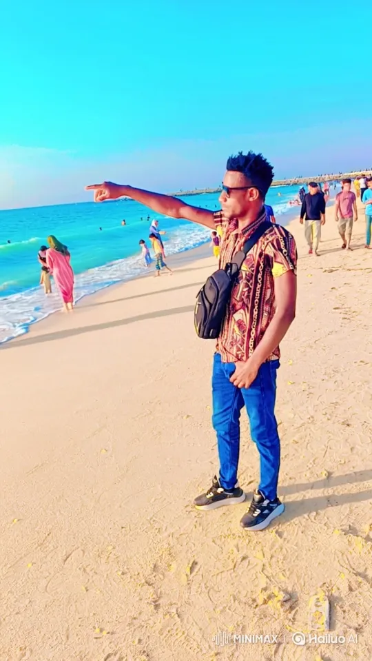 Young Man on Beach Showcases Electric Truck – AI Generated Video | Hailuo AI
