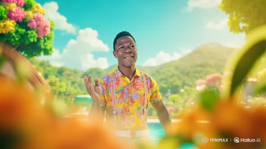 Young Black Man in a Lush Tropical Paradise – AI Generated Video | Hailuo AI