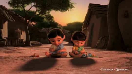 Children Form Friendship with Stray Cat in Pakistani Village – AI Generated Video | Hailuo AI