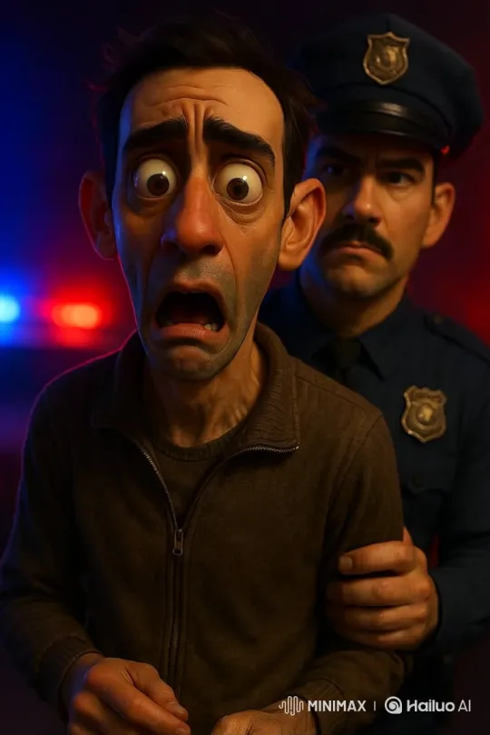 3D Cartoon Style: Dramatic Arrest Scene Captured – AI Generated Video | Hailuo AI