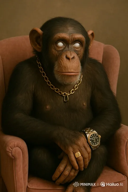 Chimpanzee Mimics Human Conversation in Armchair – AI Generated Video | Hailuo AI