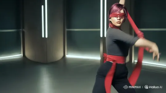 Purple-haired Dancer Performs in Futuristic Setting – AI Generated Video | Hailuo AI