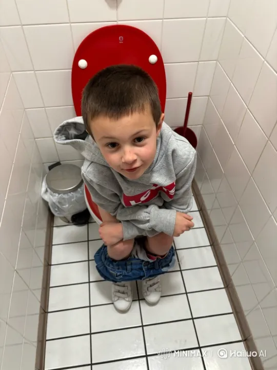 Boy Struggles and Relieves Himself in Bathroom – AI Generated Video | Hailuo AI