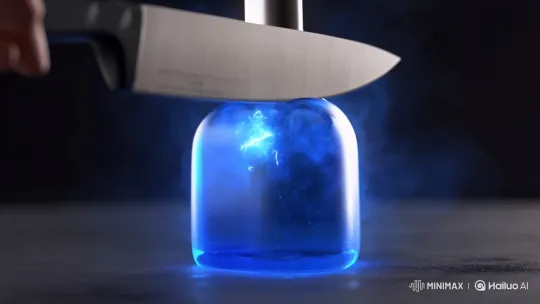 4K Slow-Mo: Knife Slices Lightning Potion in Stunning Detail – AI Generated Video | Hailuo AI