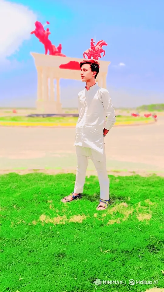 Young Man Reflects in Front of Monument – AI Generated Video | Hailuo AI
