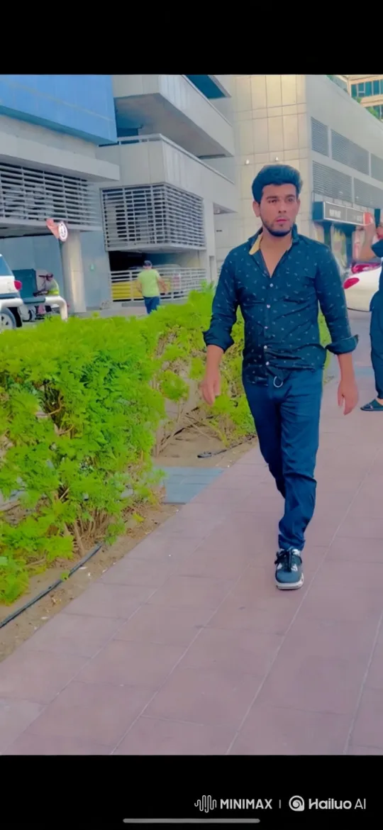 Man Walks Confidently Along Urban Sidewalk – AI Generated Video | Hailuo AI
