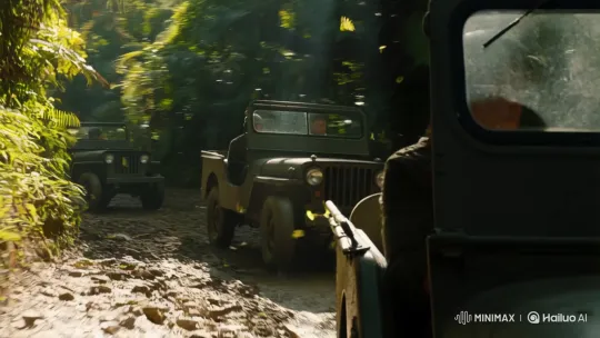 Willy's Jeeps Charge Through Dense Jungle Terrain – AI Generated Video | Hailuo AI