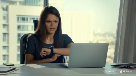 Office worker stressed by time-sensitive tasks – AI Generated Video | Hailuo AI