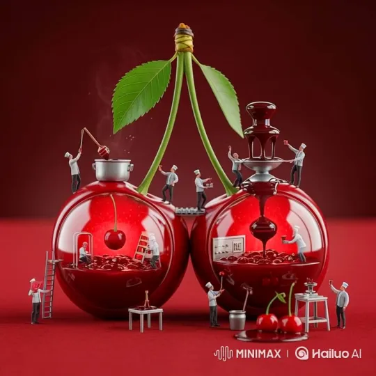 Miniature Cherry Factories with Animated Chefs – AI Generated Video | Hailuo AI