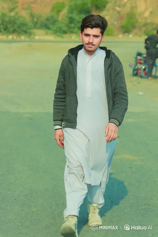 Young Man in Traditional Attire Walks Through Hazy Landscape – AI Generated Video | Hailuo AI