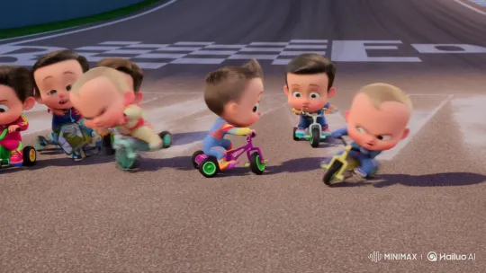 Formula 1 Babies Race on Tricycles, Compete Fiercely – AI Generated Video | Hailuo AI