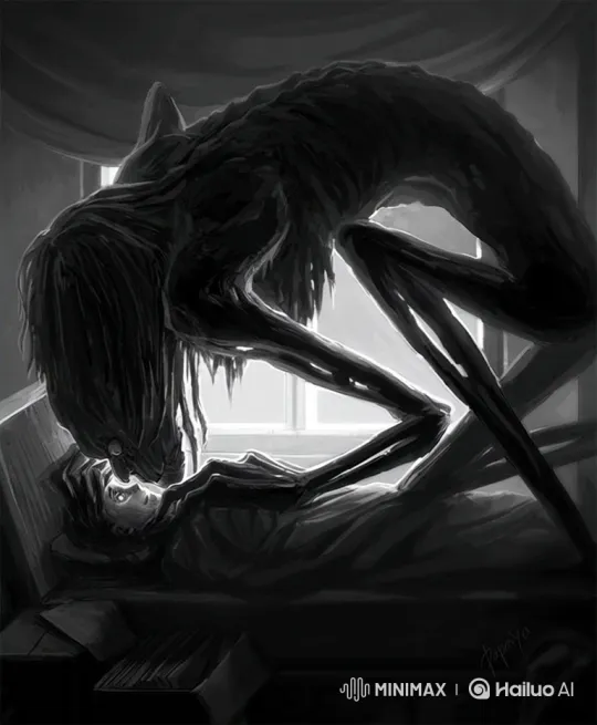 Paralyzed by Nightmarish Entity: A Terrifying Encounter – AI Generated Video | Hailuo AI