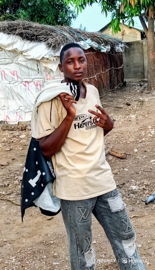 Young Person Poses with Peace Sign in Rustic Setting – AI Generated Video | Hailuo AI