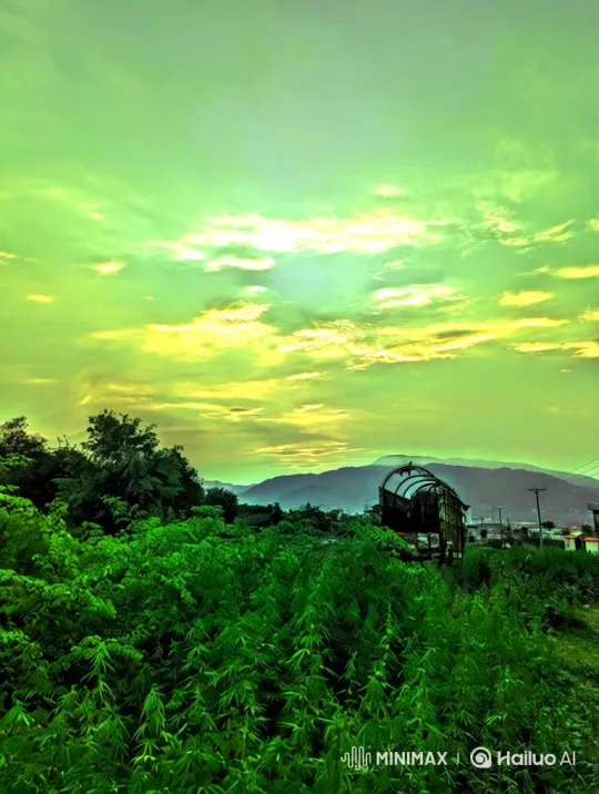 Surreal Landscape with Swaying Plants and Drifting Clouds – AI Generated Video | Hailuo AI