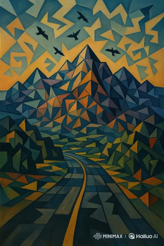 Cubist Road Trip: Journey Through Geometric Landscapes – AI Generated Video | Hailuo AI