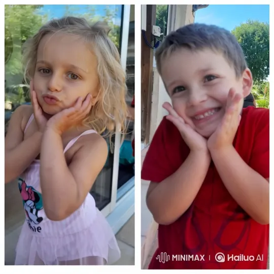 Children's Playful Poses in Sunny Day Setting – AI Generated Video | Hailuo AI