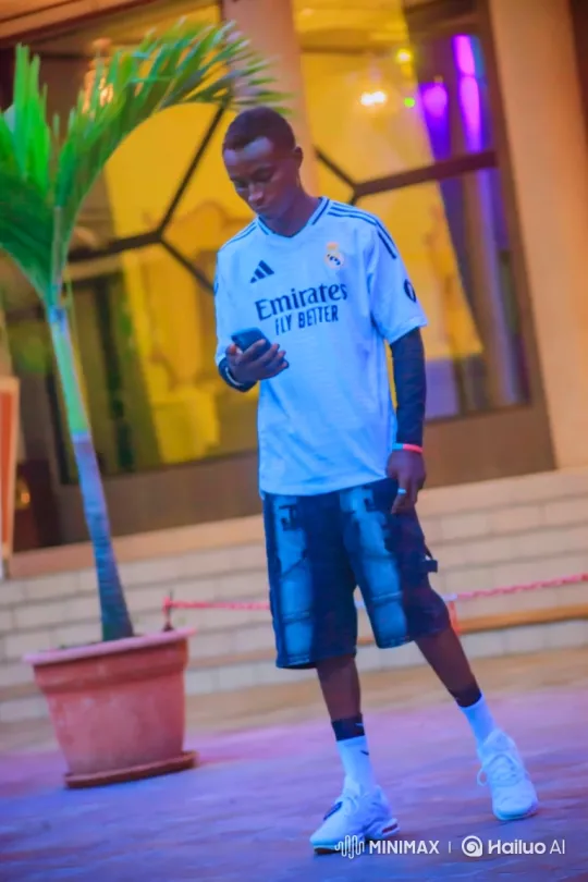 Young Man Engages with Smartphone Under Colorful Lighting – AI Generated Video | Hailuo AI