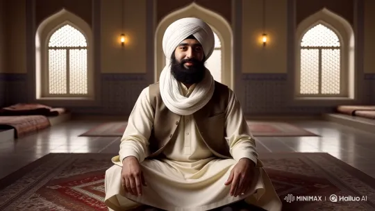 Muslim Man Prepares Moral Tale in Serene Madrasa – AI Generated Video | Hailuo AI