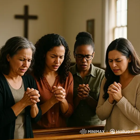 Women Praying and Declaring Faithful Resolve in Church – AI Generated Video | Hailuo AI