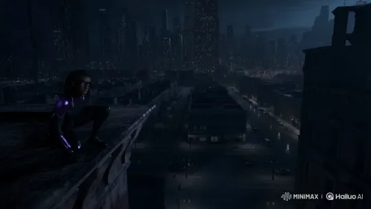 The Shadow of the Night Glides Through the Night Cityscape – AI Generated Video | Hailuo AI