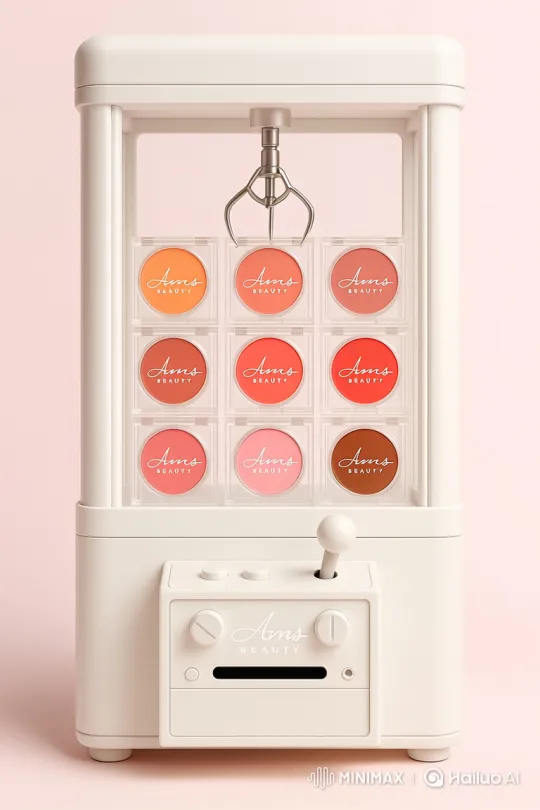 Sleek Claw Machine Successfully Grabs Ams BEAUTY Blush Compact – AI Generated Video | Hailuo AI