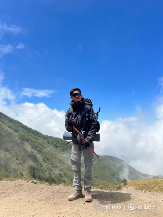 Hiker's Journey from Mountain Peak to Space View – AI Generated Video | Hailuo AI